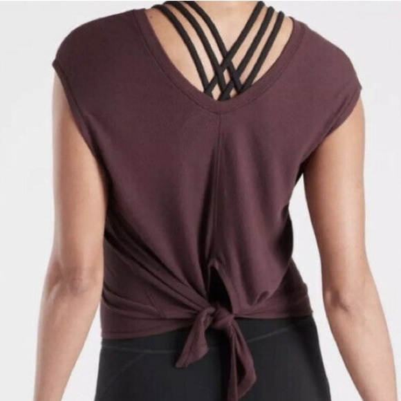 NWT ATHLETA Nayarit Tee Tie Back Deep Burgundy - Picture 10 of 10